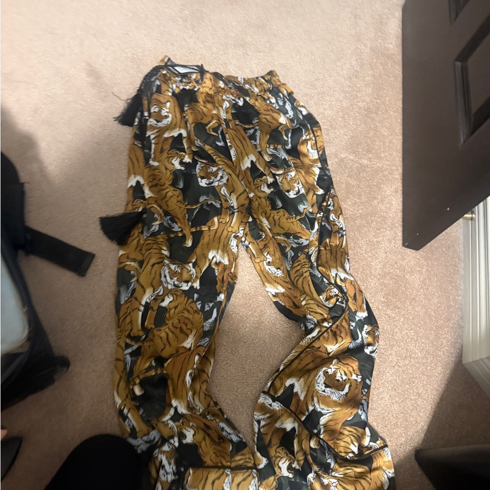 Nasty Gal Black and Gold Tiger Print Pants